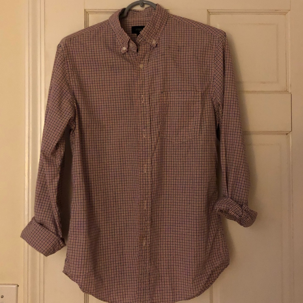 J Crew button-down, red/blue